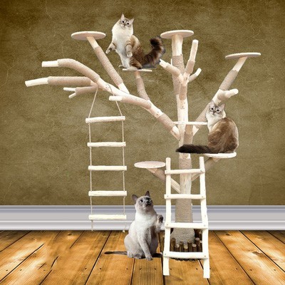 Nouveau imitation chat arbre chat escalade cadre arbre mort grand faux arbre forme arbre nid animal de compagnie saut plate-forme chat jouet décoration ► Photo 1/5
