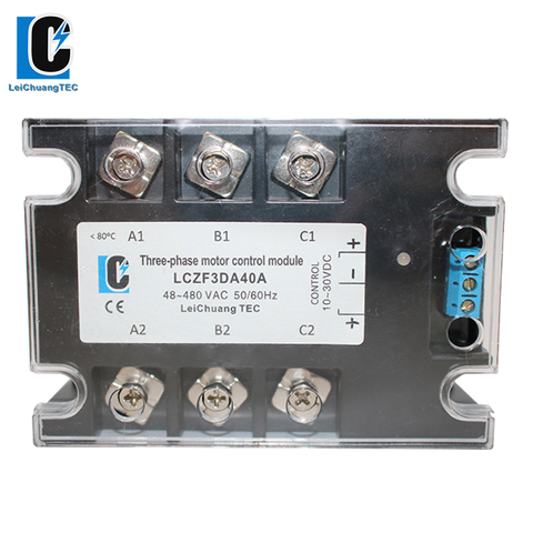 Module de commande de moteur triphasé relais à semi-conducteurs cc/AC LCZF3DA 10A-80A 10-30VDC ~ 40-480VAC ► Photo 1/6