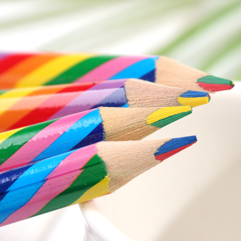 4 PCS/Pack arc-en-ciel couleur ensemble de crayons bricolage fournitures scolaires 4 couleurs mélangées crayons professionnels pour enfant Graffiti dessin ► Photo 1/6