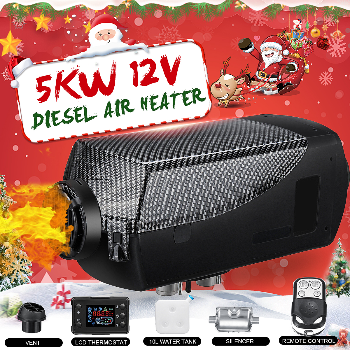 5KW 12V 5000W Air autonome Diesel chauffage voiture chauffage Parking chaleur avec télécommande pour RV camping-car remorque camions bateau voiture ► Photo 1/6