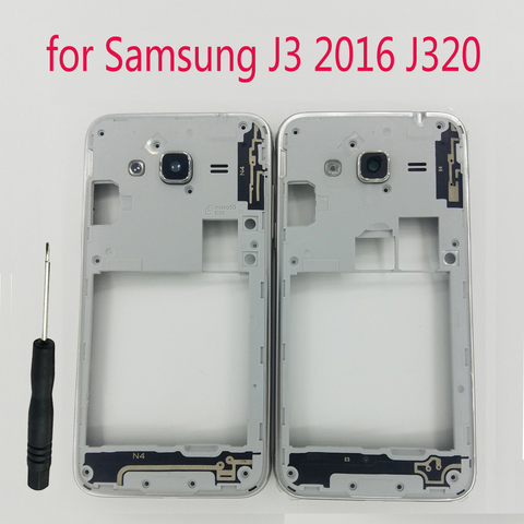 Cadre central pour Samsung Galaxy J3 2016 J320 J320F J320H, nouveau châssis, caméra, lentille en verre, bouton + outils ► Photo 1/3