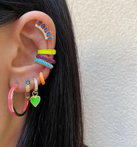 Boucles d'oreilles rondes colorées en émail néon pour femmes, vente en gros, 1 pièce ► Photo 1/6