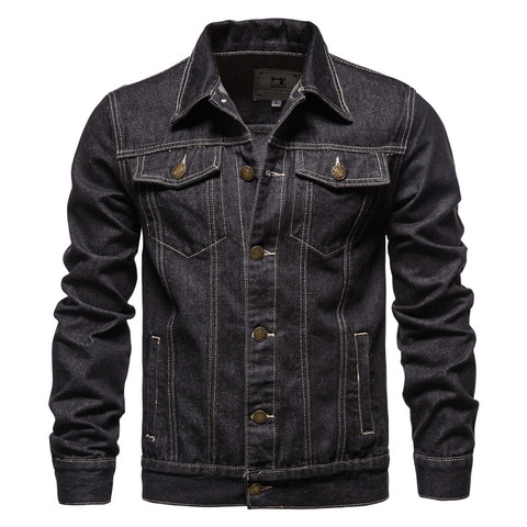 Veste en jean à revers 2022 coton pour homme, Streetwear décontracté, couleur unie, haute qualité, Slim Fit, automne ► Photo 1/6