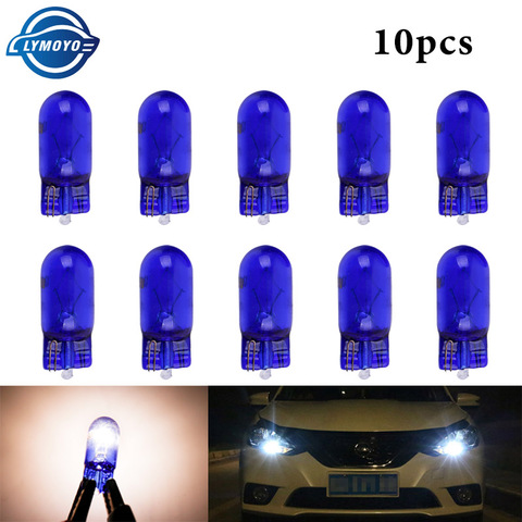 Ampoules en verre bleu naturel T10 W5W 194 W5W, lumière blanche halogène Xexon 12V 5W, lampes de remplacement pour plaque d'immatriculation, 10 pièces ► Photo 1/6