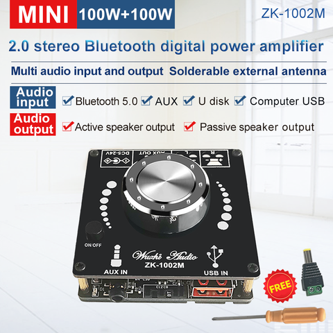 ZK-1002M 100W + 100W Bluetooth 5.0 puissance Audio amplificateur carte amplificateur stéréo amplificateur Home cinéma AUX USB ► Photo 1/5