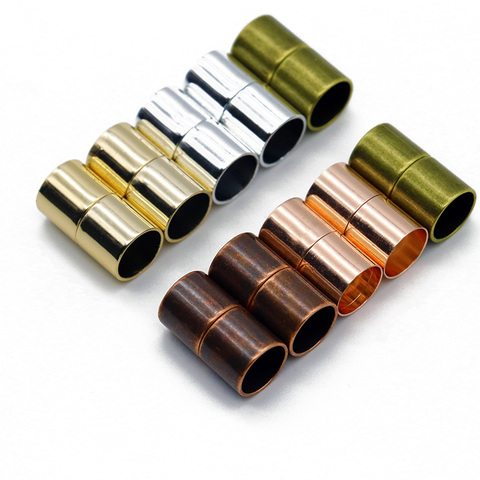 Fermoirs magnétiques forts Rhodium or adaptés à la fabrication de bijoux, cordon en cuir, 4mm 6mm 8mm 10mm 12mm, 5 pièces ► Photo 1/6