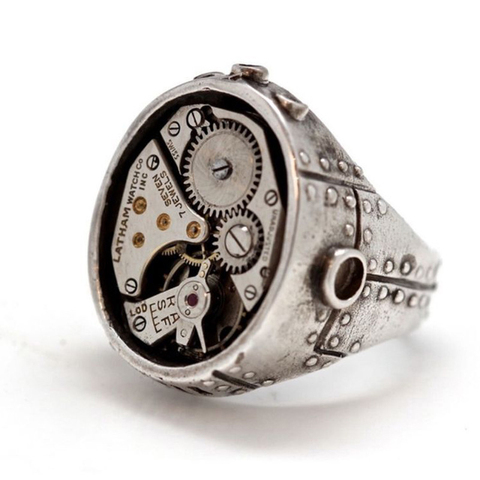 Créatif plateau tournant engrenage anneau pour hommes Vintage mode Antique argent couleur anneau mâle fête de mariage Punk bijoux fête des pères cadeau ► Photo 1/5