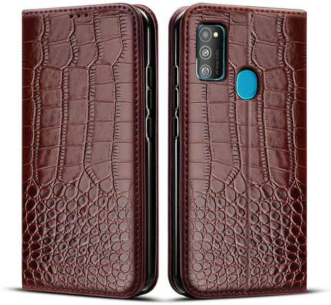 Coque à rabat de 6.4 pouces, étui texture Crocodile en cuir pour Samsung Galaxy M21 ► Photo 1/5