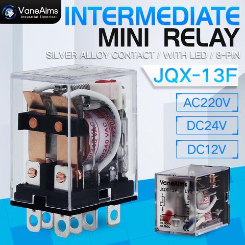 JQX-13F HH62P bobine de relais haute puissance général DPDT Micro Mini commutateur de relais électromagnétique avec socle AC110V220V DC12V24V5A ► Photo 1/6