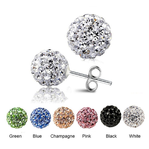 Nouveau acier inoxydable à la mode marque coréenne boucles d'oreilles brillant boule cristal boucle d'oreille pour les femmes en gros bijoux de mode ► Photo 1/6