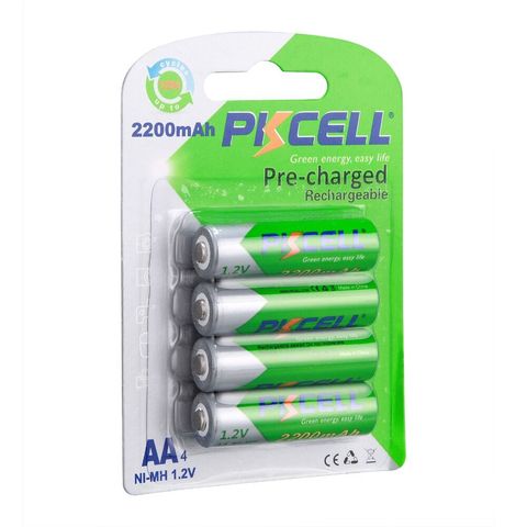 4 pièces PKCELL AA batterie Rechargeable nimh aa 2200mAh NIMH AA 1.2V nimh faible autodécharge Batteries pour caméra jouets brosse à dents ► Photo 1/6