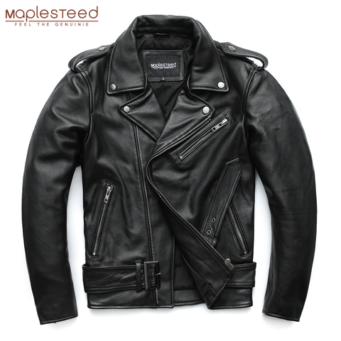 Maplesteed – Veste de moto pour homme, perfecto en cuir 100% naturel, peau de veau, épaisse, parfaite pour l'hiver, manches 61-67 cm, M192 ► Photo 1/5