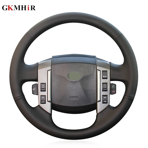 Housse de volant de voiture en cuir artificiel, housse noire cousue à la main pour Land Rover Discovery 3 2004 – 2009 ► Photo 1/6