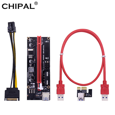 CHIPAL – carte d'adaptation PCI-E VER009, 60CM, usb 3.0, PCI Express 1X à 16X, SATA, 15 broches à 6 broches, pour le minage ► Photo 1/6