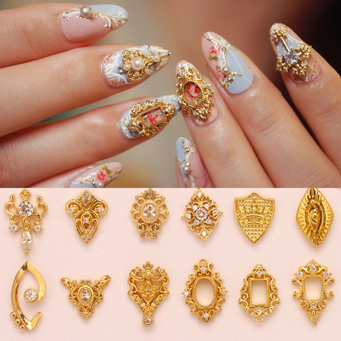 5 pièces en métal nail art zircon évider décorations Nail art bijoux en métal ongle Zircon diamant ongles breloques manucure ornement ► Photo 1/5