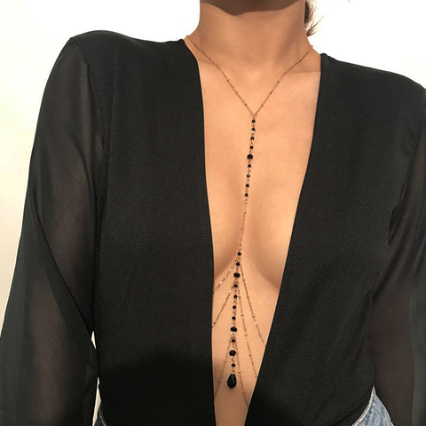 Chaîne de soutien-gorge Sexy pour femmes, Bikini, chaîne de soutien-gorge, couleur or argent, perles en alliage, chaîne de corps multicouches, bijoux pour femmes, fête de plage, AE-CANFLY ► Photo 1/6