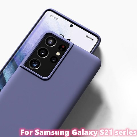 Pour Samsung Galaxy S21 Ultra étui pour Galaxy S21 Ultra Plus S20 FE couverture Capa Fundas Silicone liquide bonbons couleur étui de téléphone ► Photo 1/6