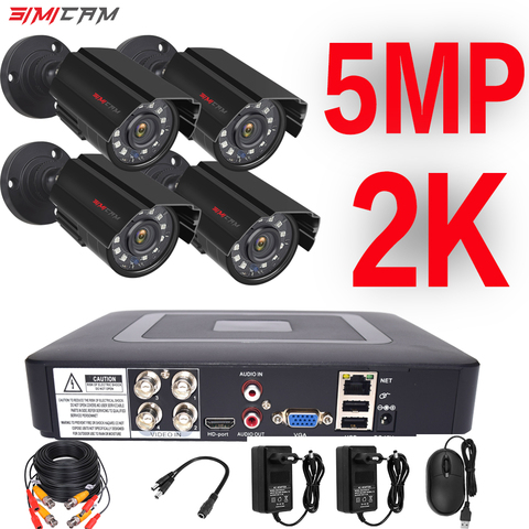 5MP caméra système de Surveillance vidéo 4CH AHD DVR Kit 2/4 pièces 5.0MP HD intérieur extérieur CCTV caméra P2P système de sécurité vidéo ensemble ► Photo 1/6