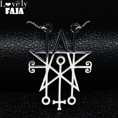 Astaroth Sceal Sigil acier inoxydable collier femmes/hommes Satan collier de déclaration clé mineure caché roi Goetia broche bijoux N3054 ► Photo 1/6