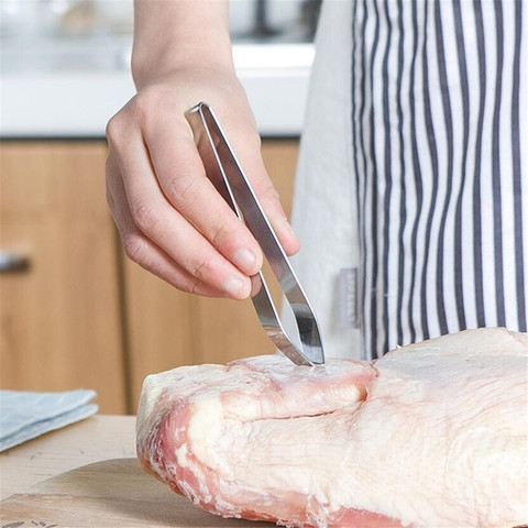 Pince à épiler en acier inoxydable, extracteur d'os de poisson, outil de ramassage de fruits de mer, pincette de cuisine, viande de poulet, épilation des poils ► Photo 1/6