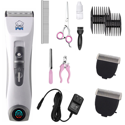 Professionnel CP9600 animal de compagnie rasoir électrique LCD affichage chat chien tondeuse toilettage coupe de cheveux Machine argent Rechargeable chien tondeuse ► Photo 1/6