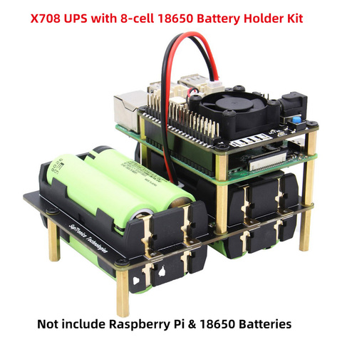 X708 UPS et carte de gestion de l'alimentation avec ventilateur de refroidissement, détection de perte de courant alternatif, fonction automatique et arrêt sûr pour Raspberry Pi ► Photo 1/6