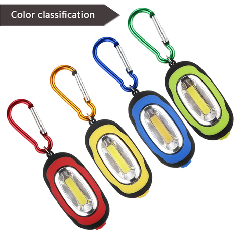 Lampe torche Portable porte-clés LED modes Cob, mousqueton, luminaire pour Camping, chasse, randonnée, pêche ► Photo 1/6