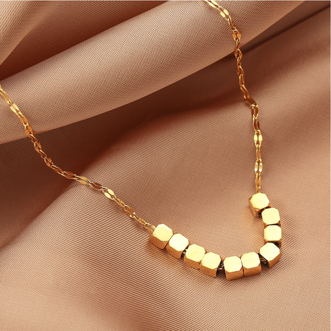 Bijoux en acier inoxydable 316L, bijoux haut de gamme, perles minimalistes, breloques octogonales à riches, chaîne de colliers pour femmes ► Photo 1/5