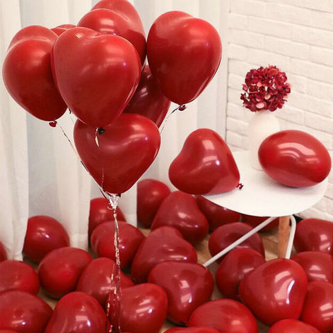 Ballons rouges et roses en Latex, 10 pouces, à hélium, gonflables, pour fête d'anniversaire, saint-valentin, mariage, cœur d'amour, 10 pièces ► Photo 1/6