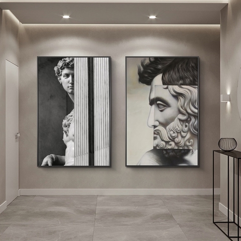 Affiche et imprimés artistiques avec Sculpture nordique David, Statue moderne, peinture sur toile ► Photo 1/6