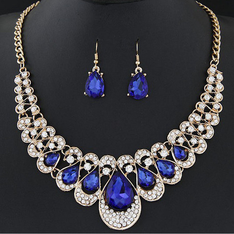 Ensemble de bijoux à breloques pour femmes, boucles d'oreilles couleur or, pendentif ras du cou, collier Dangle, bavoir, 1 ensemble ► Photo 1/6