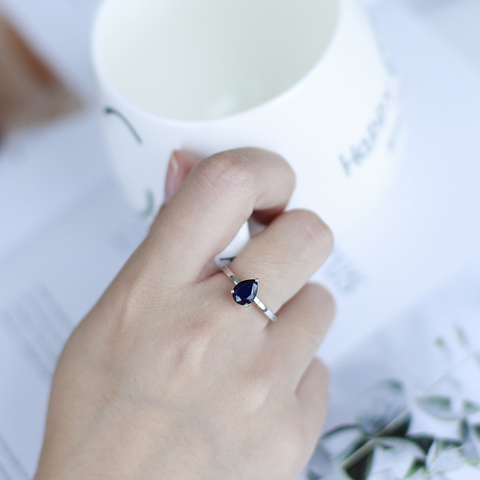 Gem's-bague en pierres précieuses pour femmes, en argent Sterling 925, Ballet, 1,29 ct, saphir bleu naturel, bijoux fins ► Photo 1/6