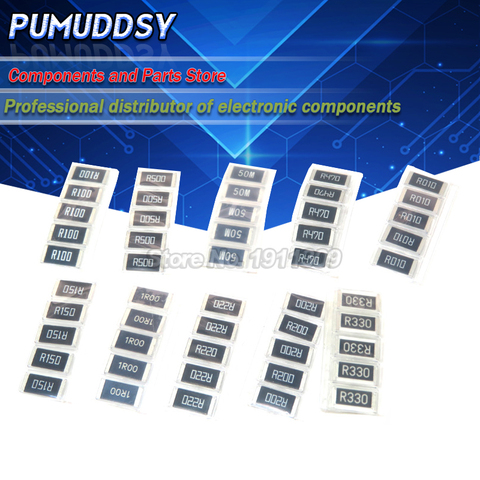 50 PIÈCES Alliage résistance 2512 Résistance SMD trousse D'échantillons, 10 kindsX5pcs = 50 pièces R001 R002 R005 R008 R010 R015 R020 R025 R050 R100 ► Photo 1/1