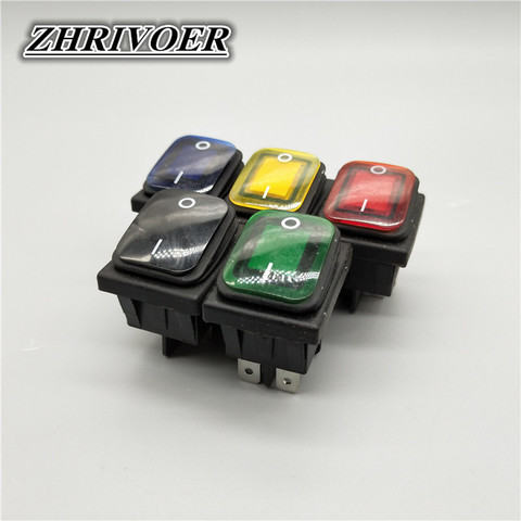 Interrupteur à bascule étanche, étanche, avec LED, 12V 24V 250V 110V 30x22, KCD4 20A/220V, 4 broches DPST IP67 ► Photo 1/6