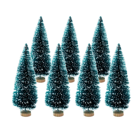 Mini sapin de noël, cèdre vert, 8 pièces, de tailles variées, petit arbre de pin, pour la fête de noël, ornements de Table, cadeaux pour enfants ► Photo 1/6