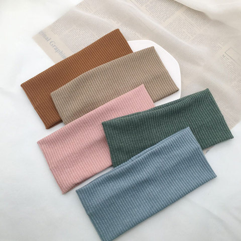 Bandeau large en coton pour femmes, accessoires de cheveux, couleur unie, extensible, tricoté, élastique, décontracté ► Photo 1/6