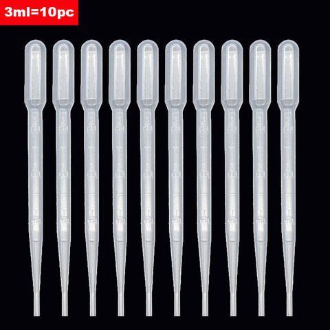 10pc / 3ml Pipette transparente jetable sécurité en plastique transfert Pipette échelle Pipette petit laboratoire moulin fournitures ► Photo 1/6