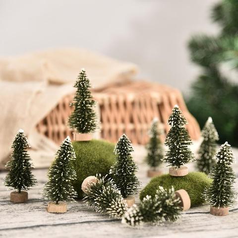 Petits arbres de pin sapin de noël à monter soi-même, bouteilles en Sisal, brosse pour arbre de noël, décoration de maison, Santa Snow Frost, 12 pièces ► Photo 1/6