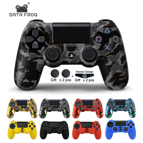 Données grenouille souple couverture souple coque en Silicone Protection peau pour Playstation 4 PS4 Pro mince Gamepad Case barre lumineuse autocollant 2 Grip ► Photo 1/6