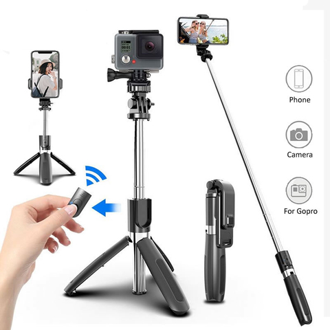 Sans fil Bluetooth Selfie bâton trépied pliable trépied monopodes universel pour SmartPhones pour Gopro sport Action caméra ► Photo 1/6