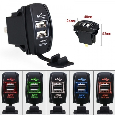 Chargeur de voiture universel 12-24V 3.1A LED, double USB, prise de courant pour téléphone portable, iPhone, Samsung, HUAWEI ► Photo 1/6