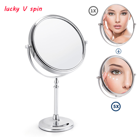 Miroir de maquillage professionnel rotatif à 360 degrés, grossissement 5X 7X 10X, miroir cosmétique de bureau, Double face, support de loupe 8 pouces ► Photo 1/6