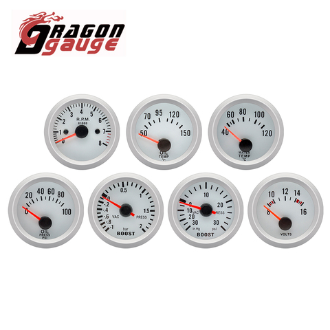 DRAGON GAUGE – tachymètre 52mm, voltmètre, Boost, PSI/Bar, température de l'eau, pression d'huile, avec capteur pour voiture 12V ► Photo 1/6