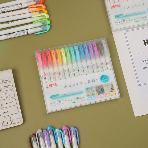 JIANWU – stylo marqueur à double tête zèbre WFT8, 15 pièces/ensemble japonais, stylo à brosse à doublure douce, limite créative, fournitures scolaires ► Photo 1/6