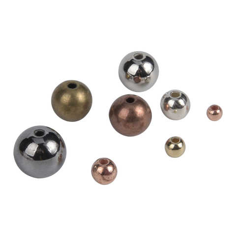 Perles rondes amples à bout lisse pour la fabrication de bijoux, 30 à 500 pièces/lot, 3, 4, 5, 6, 8, 10mm ► Photo 1/6