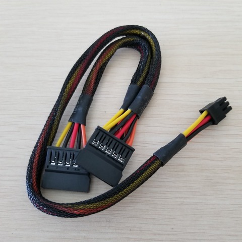 Petit câble d'alimentation SATA 6 broches à 15 broches, cordon d'extension pour DELL Vostro 3650 3653 3655 ordinateur de bureau HDD SSD 50cm ► Photo 1/4