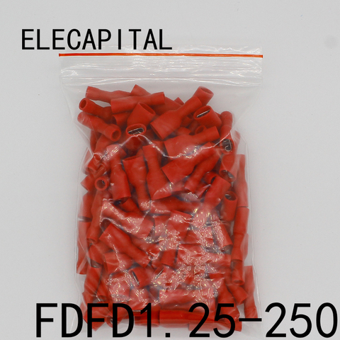 FDFD1-250 FDFD1.25-250 isolant Femme Isolés À Sertir Électrique Terminal Connecteurs Câble Fil Connecteur 100 PCS/Pack FDFD ► Photo 1/2