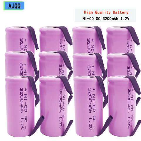 Nouveau AJQQ SC Subc Nicd Batteries 1.2v 3200mAh Pile Rechargeable 4/5 Sub C cellule avec onglets de soudage pour perceuse électrique tournevis ► Photo 1/6