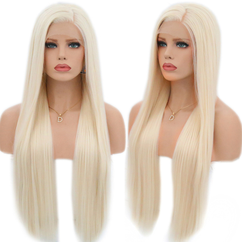 Charisma-perruques Lace Front synthétiques lisses | Perruques blondes #60 résistantes à la chaleur avec naissance de cheveux naturelle pour femmes ► Photo 1/6