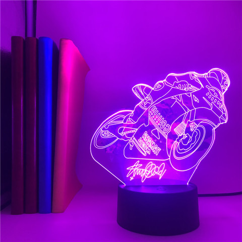 Moto Racer voiture Desin LED veilleuse batterie USB 3D veilleuse enfant enfant chambre chevet lampe décorative cadeaux de noël ► Photo 1/6
